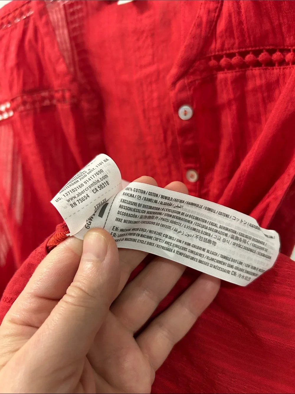 Abercrombie & Fitch Red Top, sz M - Picture 3 of 9